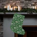 Calcetín Navideño Pequeño Collage de tipos de letra de nombre de tipografía<br><div class="desc">Un Navidad verde festivo lleno decorado en nueve tipos de letra diferentes que deletrea su apellido en blanco. Decoración personalizado agradable con tipografía divertida.</div>