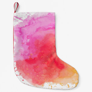 Calcetín Navideño Pequeño Color de agua rosa naranja rojo nublado