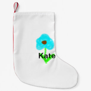 Calcetín Navideño Pequeño Color de agua verde azul agregue su nombre persona