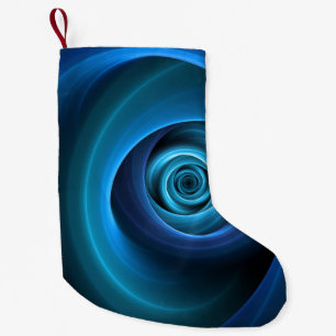 Calcetín Navideño Pequeño Colores azules espirales 3D Resumen arte fractal m