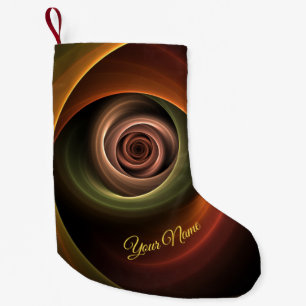 Calcetín Navideño Pequeño Colores cálidos en espiral 3D Resumen Nombre de ar