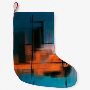 Calcetín Navideño Pequeño Colorida pintura acrílica abstracta. Paisajes surr