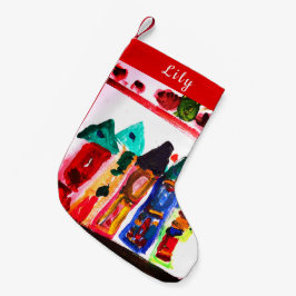 Calcetín Navideño Pequeño Coloridas casas de jengibre personalizadas