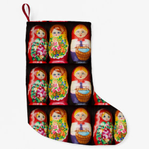 Calcetín Navideño Pequeño Coloridas muñecas Matryoshka Navidades pequeños