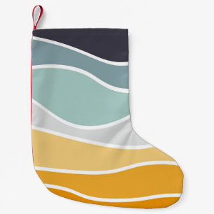Calcetín Navideño Pequeño Coloridas olas de estilo retro en verano