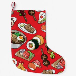 Calcetín Navideño Pequeño Comida japonesa: Patrón cultural sin foco