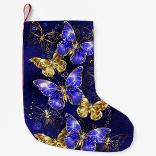 Calcetín Navideño Pequeño Composición con mariposas de zafiro