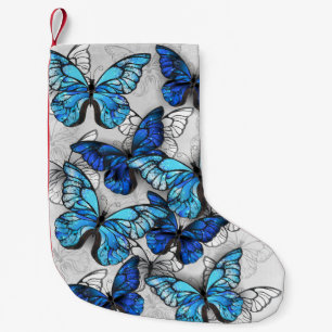 Calcetín Navideño Pequeño Composición de mariposas blancas y azules