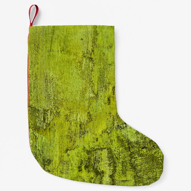 Calcetín Navideño Pequeño Concreto verde abstracto, arte, decoración domésti (Anverso)