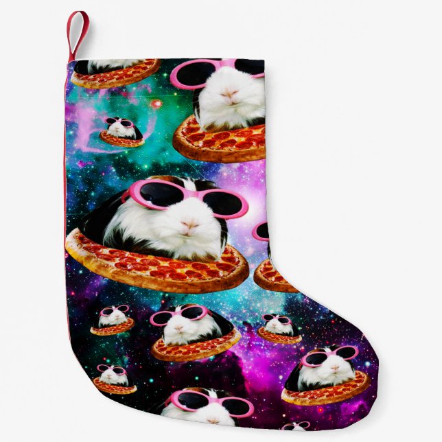 Calcetín Navideño Pequeño Conejillo de Indias divertido del espacio (Anverso)