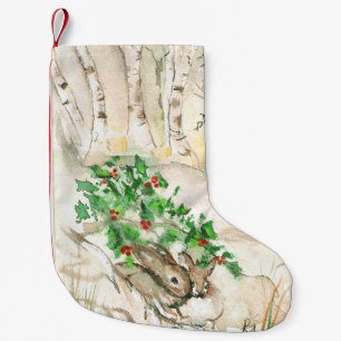 Calcetín Navideño Pequeño Conejitos del abedul
