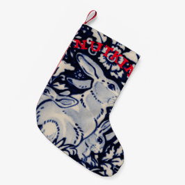 Calcetín Navideño Pequeño Conejo azul y blanco conejo conejo Mascota regalo 