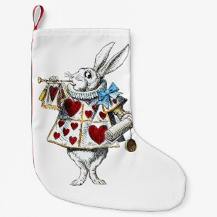 Calcetín Navideño Pequeño Conejo Blanco Alice Wonderland Conejo de Corazones