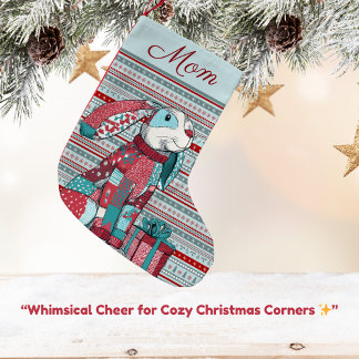 Calcetín Navideño Pequeño Conejo Caprichoso 