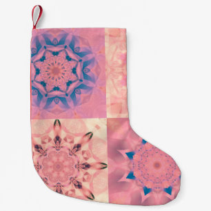 Calcetín Navideño Pequeño Conjunto de fractales pasteles abstractos con cale