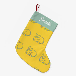 Calcetín Navideño Pequeño Conjuntos de nombres personalizados en amarillo