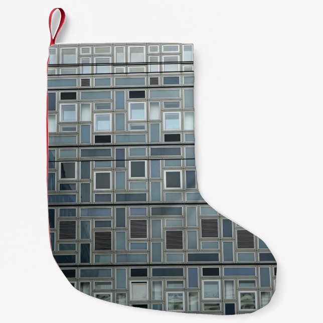 Calcetín Navideño Pequeño Construcción de pintura en pared gris (Anverso)