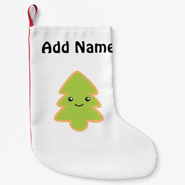 Calcetín Navideño Pequeño Cookie de árbol de Navidad (Anverso)