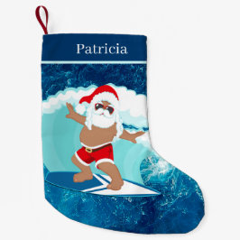 Calcetín Navideño Pequeño cool Beach surf Santa 