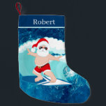 Calcetín Navideño Pequeño cool Beach surf Santa Pequeños Navidades Stocking<br><div class="desc">cool Beach surf Santa Pequeños Navidades Stocking</div>