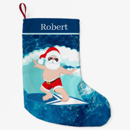 Calcetín Navideño Pequeño cool Beach surf Santa Pequeños Navidades Stocking