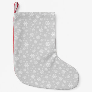 Calcetín Navideño Pequeño Copo de nieve blanco sobre patrón de invierno plat