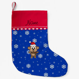 Calcetín Navideño Pequeño Copos de nieve conocidos personalizados del azul