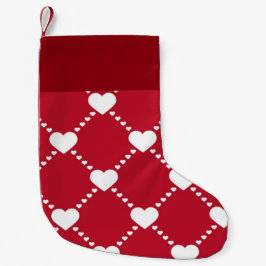 Calcetín Navideño Pequeño Corazones blancos preciosos