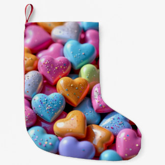 Calcetín Navideño Pequeño Corazones de Caramelo Coloridos del Amor