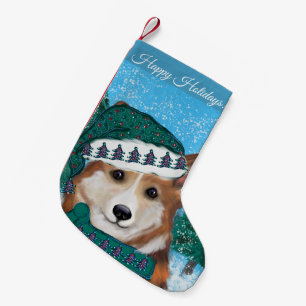 Calcetín Navideño Pequeño Corgi