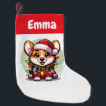 Calcetín Navideño Pequeño Corgi Merry Christmas Winter Animals Cute Corgis<br><div class="desc">El Corgi para Navidades con luces de hadas. Animales divertidos con luces y gorras de amigos para las vacaciones. Los corgis son animales dulces y perfectos para los Navidades. Perfecto para sus hijos en la temporada de navidades.</div>