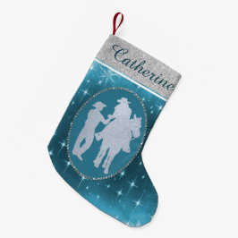 Calcetín Navideño Pequeño Cowboy occidental Cowgirl Horse romántico