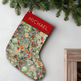 Calcetín Navideño Pequeño Cozy Greenery Baubles Christmas Gift for Him