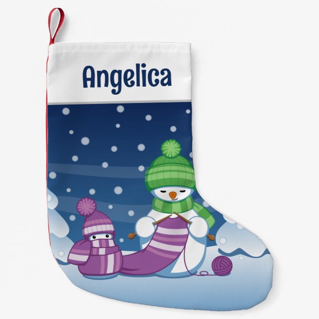 Calcetín Navideño Pequeño Crafty Snowman Knitus Scarf (Anverso)