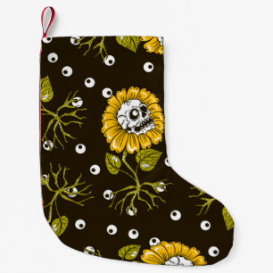 Calcetín Navideño Pequeño Cránulos de girasol: Patrón único sin foco.