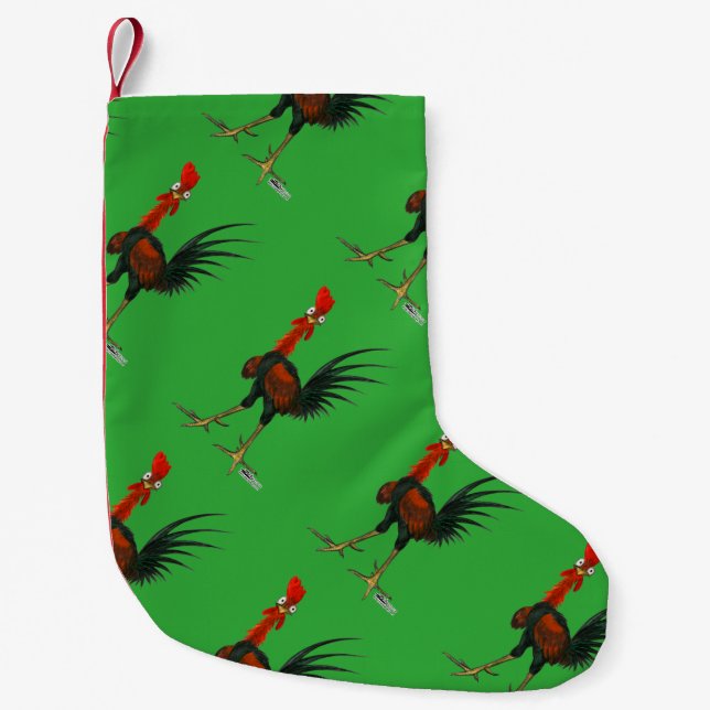 Calcetín Navideño Pequeño Crazy Rooster (Anverso)