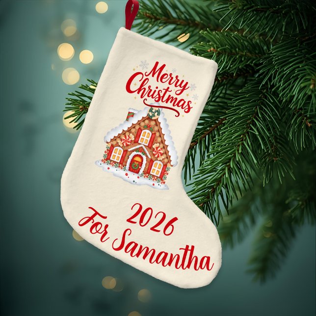 Calcetín Navideño Pequeño  Cream Gingerbread House Christmas Stocking (Subido por el creador)