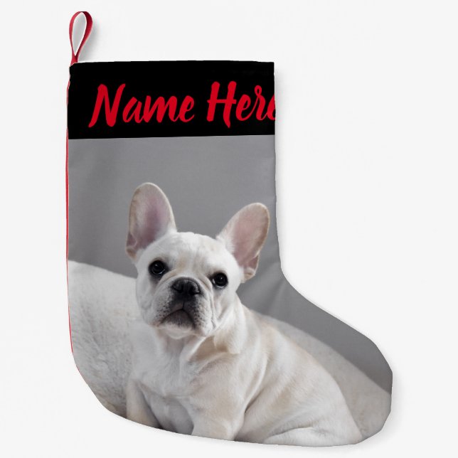 Calcetín Navideño Pequeño Creamie lindo conocido personalizado Frenchie (Anverso)