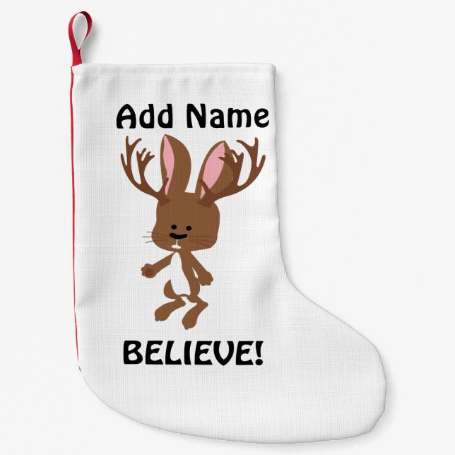 Calcetín Navideño Pequeño ¡Creed! Cute Jackalope (Anverso)