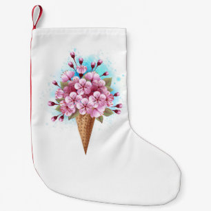 Calcetín Navideño Pequeño Crema rosa de hielo Sakura Waffle Cone