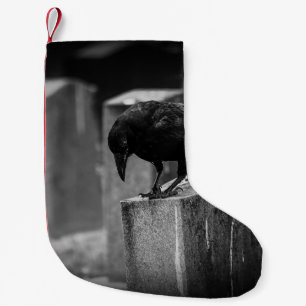 Calcetín Navideño Pequeño Crow en el cementerio caído