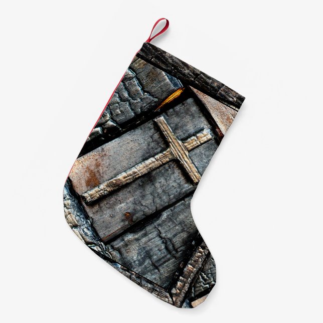 Calcetín Navideño Pequeño Cruz de la protección (Frente (Colgado))