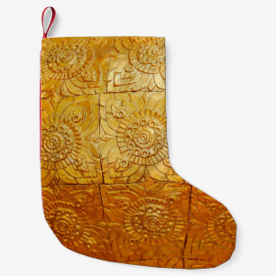 Calcetín Navideño Pequeño Cuadrado de latón con patternabstract, arte, gráfi