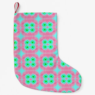 Calcetín Navideño Pequeño Cubierta verde pastel, impresión tribal de ikat. E