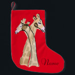 Calcetín Navideño Pequeño Cuidada pareja de jirafa Thunder_Cove<br><div class="desc">2 tiernas adorables con el cuello entrelazadas como parejas románticas. Buena manera de mostrar cómo te sientes acerca de tu esposa,  esposo,  novia,  novio,  etc.,  personalizar con tu propio saludo,  nombre,  mensaje,  etc.</div>