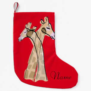 Calcetín Navideño Pequeño Cuidada pareja de jirafa Thunder_Cove