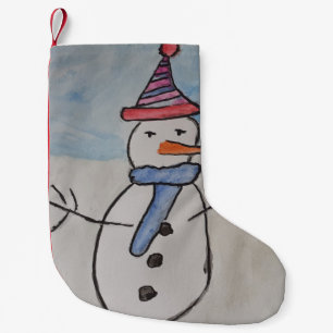Calcetín Navideño Pequeño Cuidados Navidades de Snowman reaccionando
