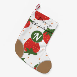 Calcetín Navideño Pequeño Curva de cuentos rojo Monogramaje verde elegante N