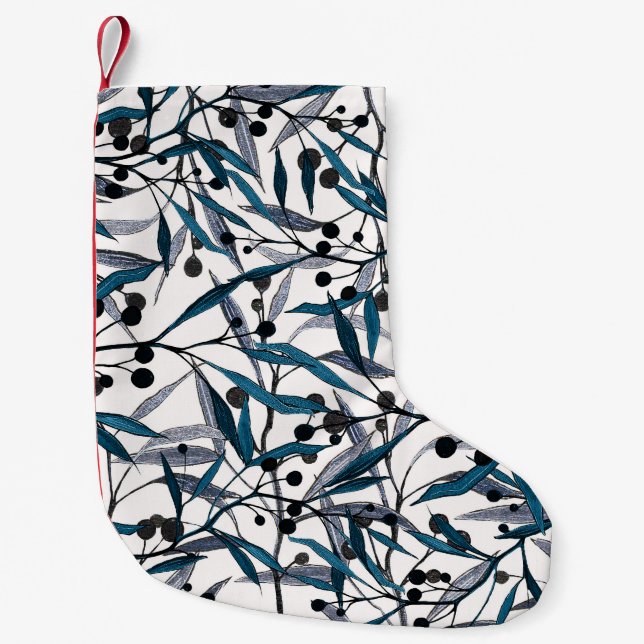 Calcetín Navideño Pequeño Curvas naturales de mano floral (Anverso)