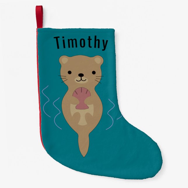 Calcetín Navideño Pequeño Cuta Otter (Anverso)